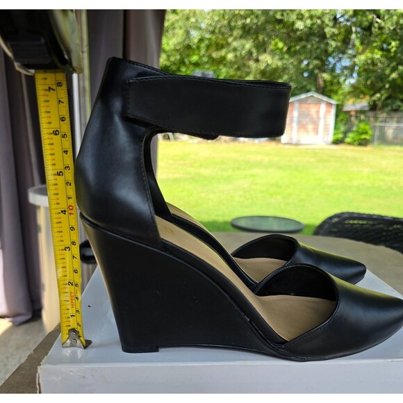 A.N.A. Women's Ankle Strap Heels Pumps Wedge Black Pre-Owned 10M - Picture 4 of 7